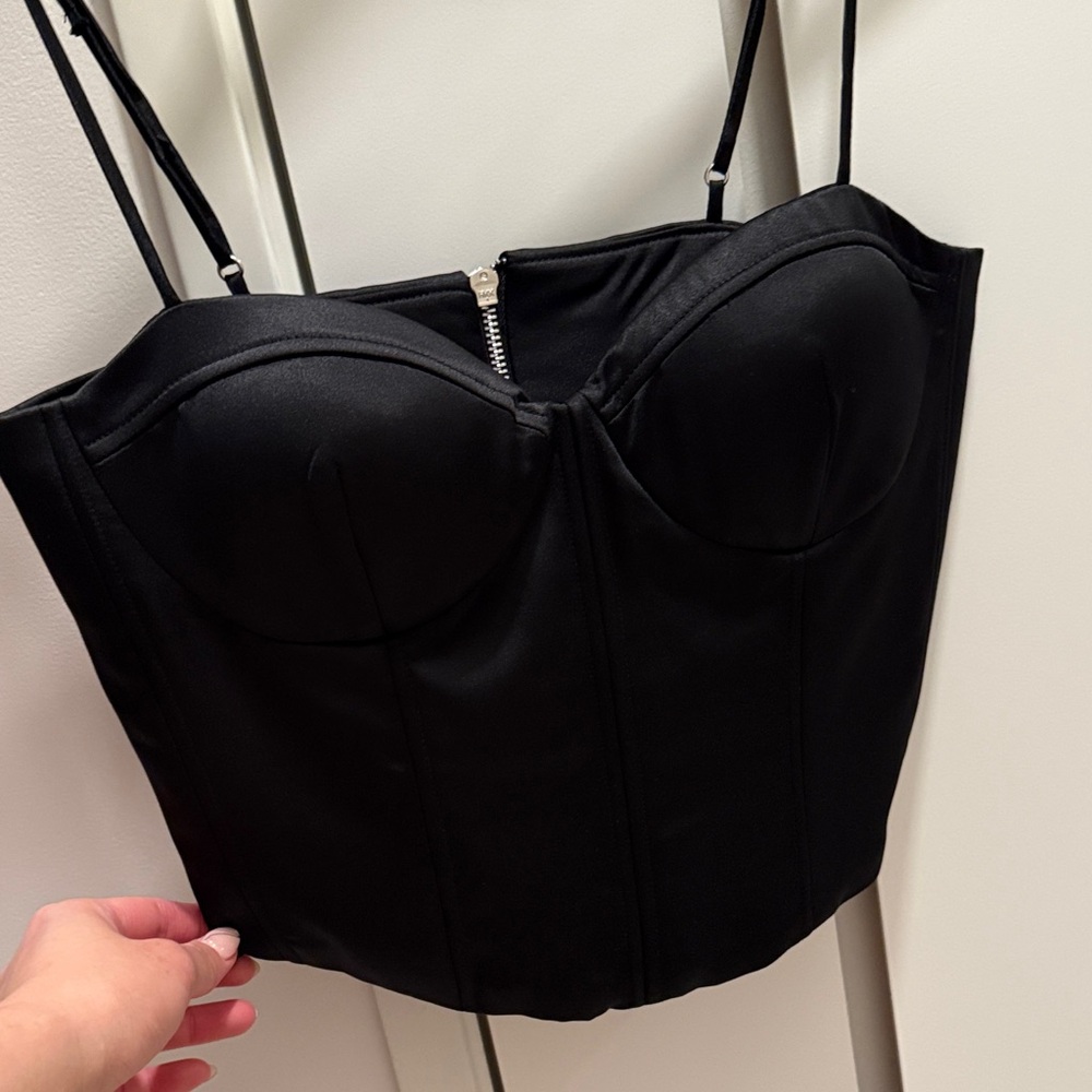 Black Bustier Top with Zipper